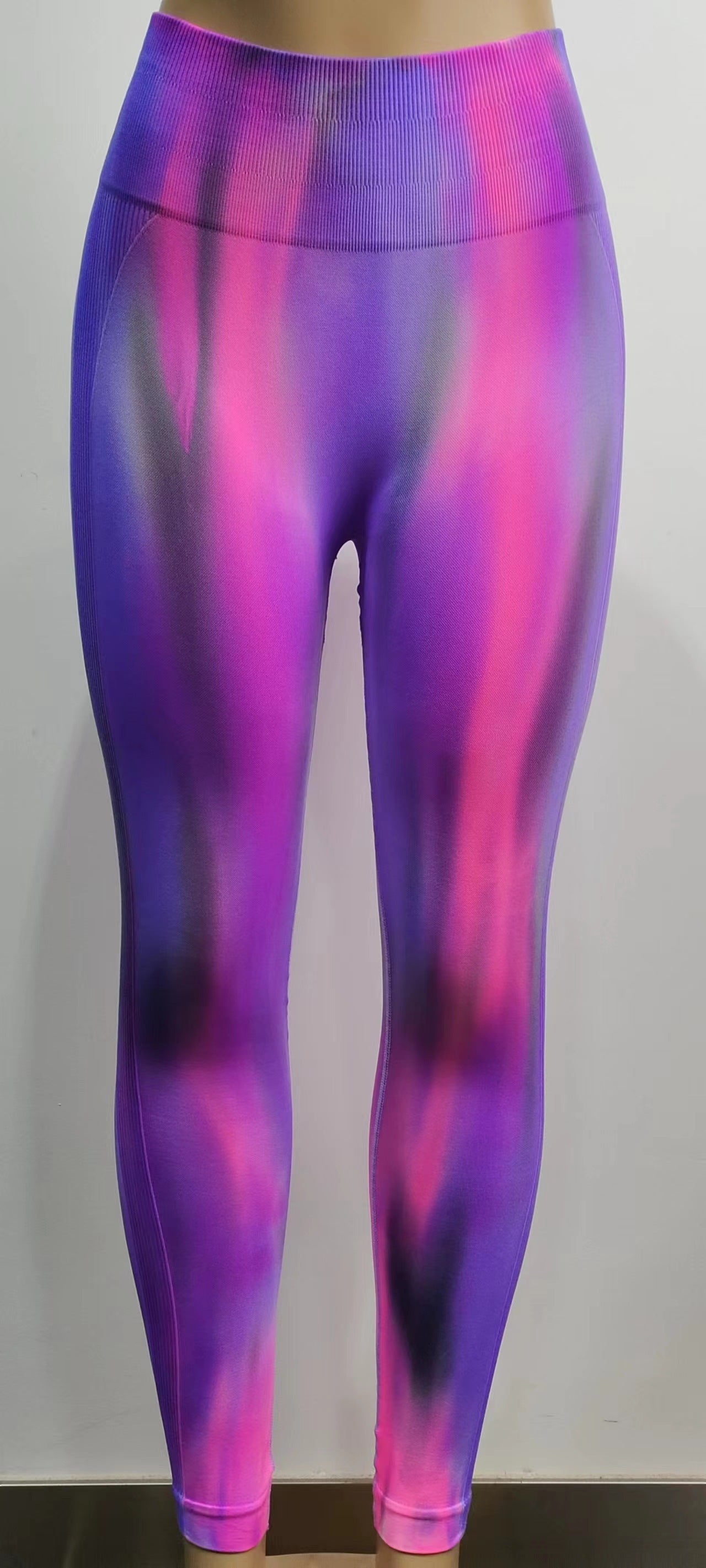 New Tie Dye Aurora Print Sports Pants Seamless High Waisted Fitness Yoga Pants For Women Gym Running Sweatpants Trousers 8256