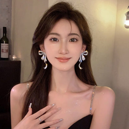 Full Diamond Ribbon Bowknot Ear Studs 826897bf 1133 4c75 a0f8 a4e28853da38
