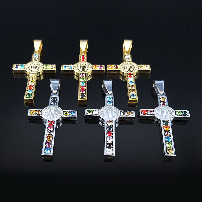 St Benedict Crystal St Pendant Cross Stainless Steel Necklace 8290e33d 9830 47a5 a67a e6f0a1c2b3c8