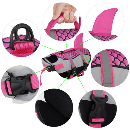 Swim Pet Dog Life Jacket Vest Clothes Life Vest Collar Harness Pets Swimming Summer Swimwear Scales Shark Pet Products 82a165