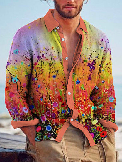 Color Matching Bamboo Linen Printed Men's Shirt 82a1cde8 f271 44c7 836f 141255974014