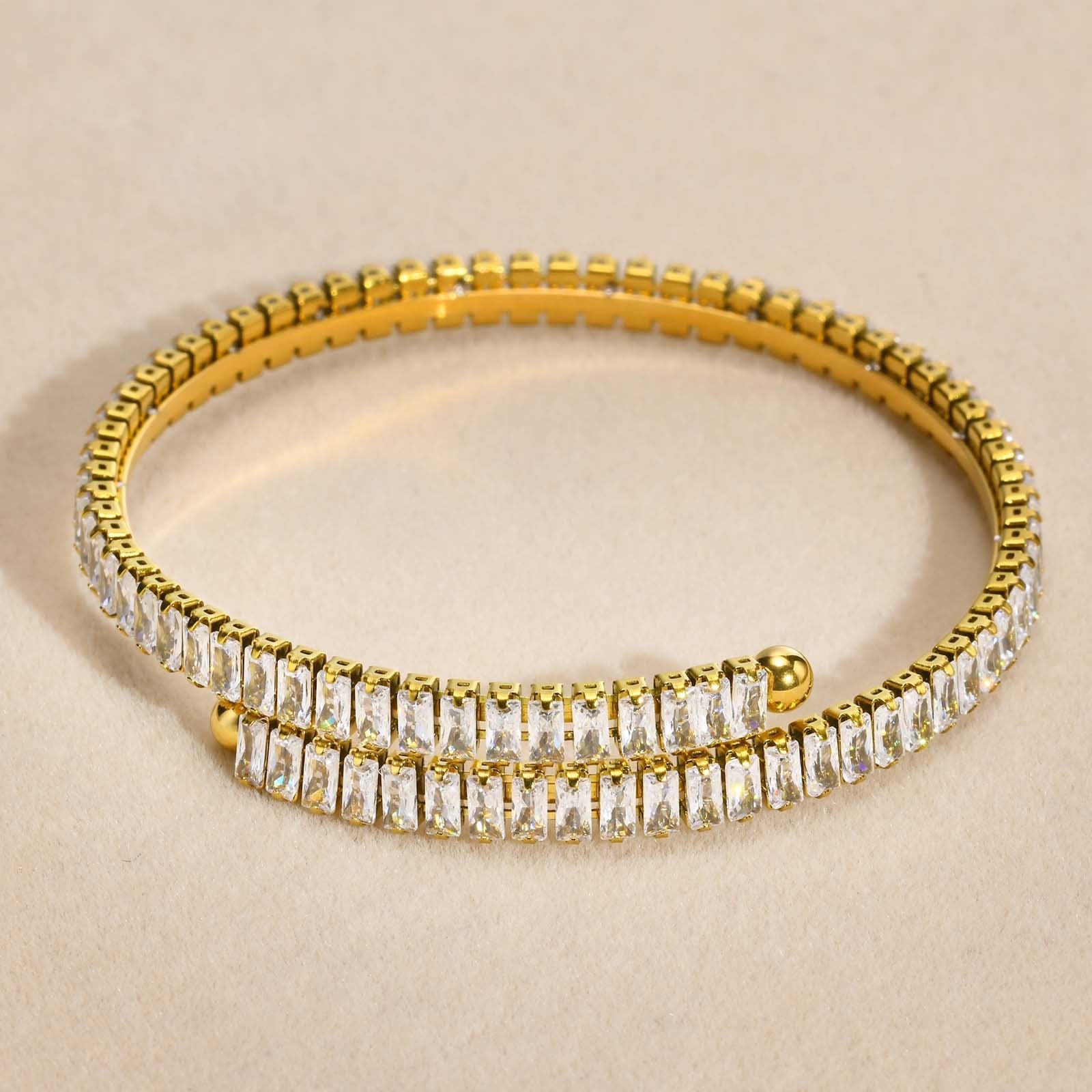Women's Fashion Simple Square Zircon Stainless Steel Bracelet 82b80ee1 e3e0 4c73 aee2 6dd4b4d147ad