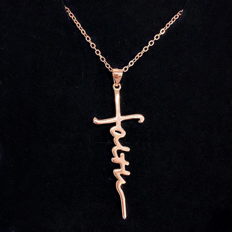 Woven letters cross necklace women 831146308722