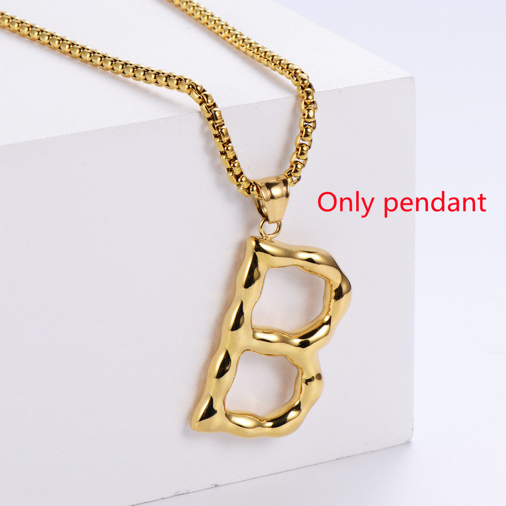 Three-dimensional 26 English Letter Pendant Necklace Fashion Jewelry Titanium Steel Couple Ornament 8311c33d 5e53 460c 9ff5 0
