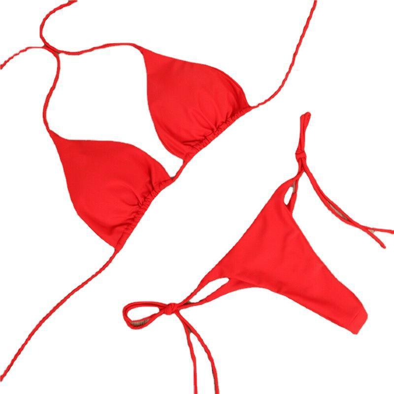 Halter Neck Tie Bikini Ladies Split Tie Swimsuit 833dd975 02da 4f23 9901 7bd25234bdf7