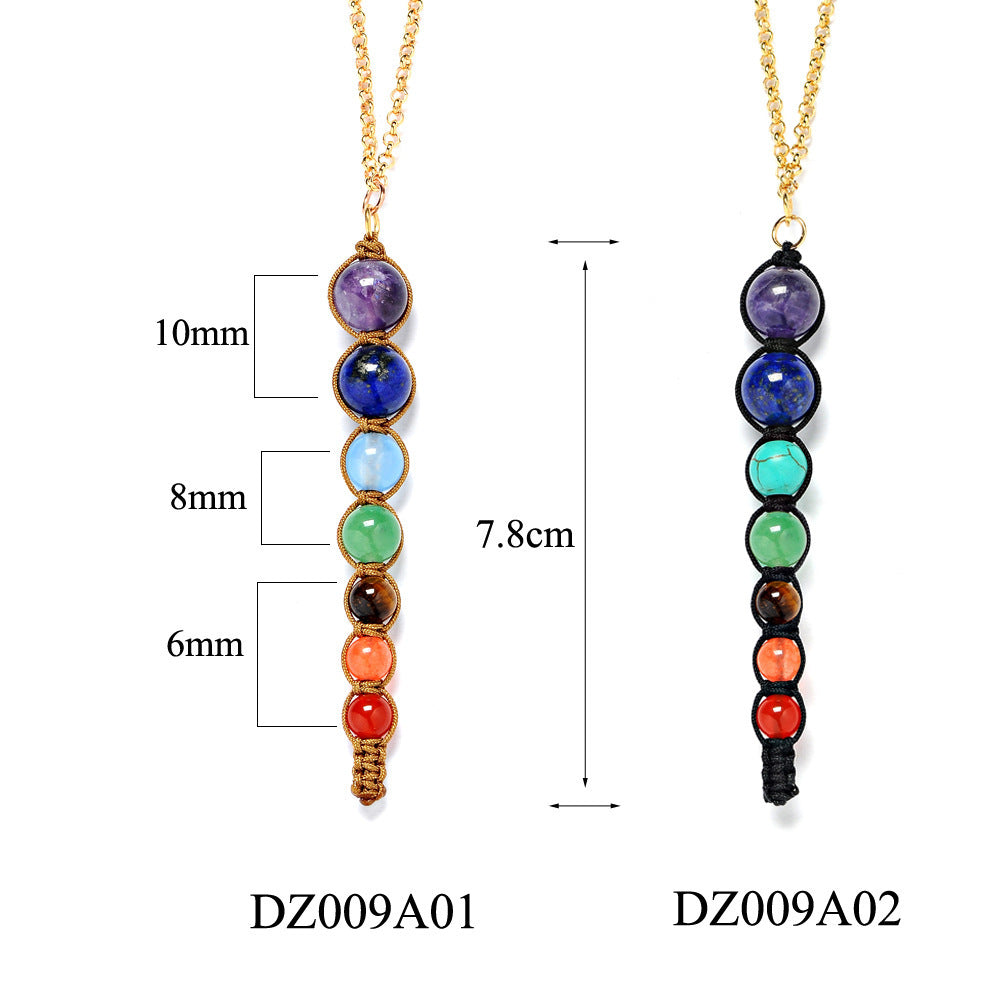Seven chakra spirit pendulum necklace natural amethyst personality cone necklace 834965687052