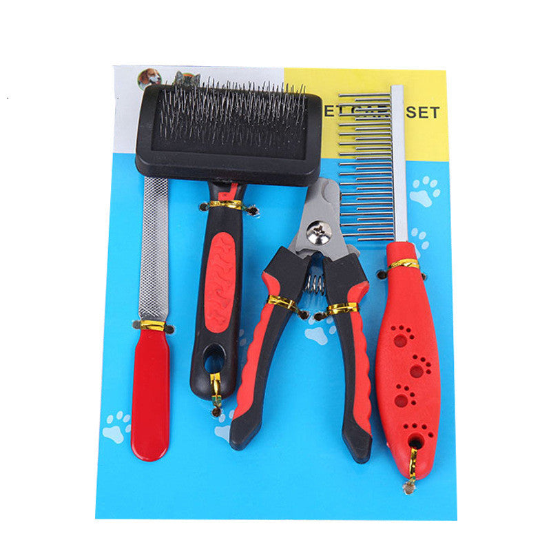 Dog Grooming Four-piece Comb Brush Nail Scissors File Cleaning Kit 835c6027 d052 4e6e 9f73 f4477007d2be
