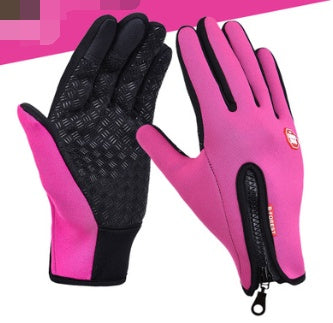 Outdoor Waterproof Gloves Touch Screen Windproof Riding Zipper Sports Winter Warm Fleece Mountaineering Gloves 837716157968