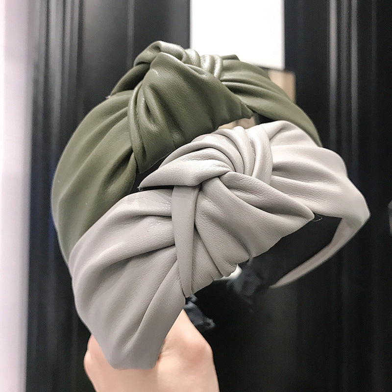 PU imitation leather knotted headband 837917132997