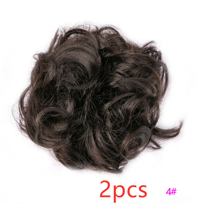 Europe, Japan, and South Korea popular hair bun fluffy natural drawstring curly hair ball head hair ring hair set female hair