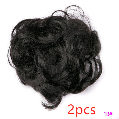 Europe, Japan, and South Korea popular hair bun fluffy natural drawstring curly hair ball head hair ring hair set female hair