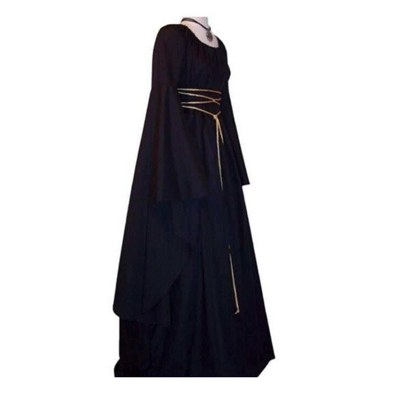 Halloween Long Sleeve Round Collar Belt Irregular Ladies Dress Halloween Witch Costume 83947856832