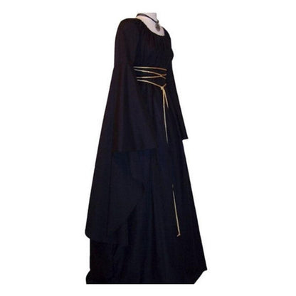 Halloween Long Sleeve Round Collar Belt Irregular Ladies Dress Halloween Witch Costume 83947856832