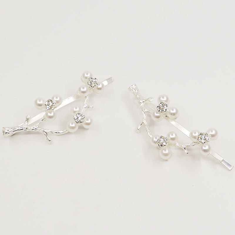 Pearl Zircon Plum Blossom Branch Bangs Clip 8395366069022