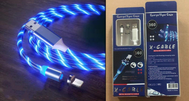 Mobile Phone Three-in-one Light-emitting Charging Streamer Magnetic Data Cable - 图片 6