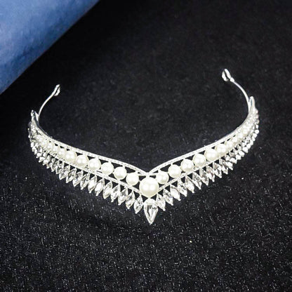 Korean New Bridal Pearl Crown Headdress Simple Elegant Angry Princess Crown Internet Celebrity Dream Girl Hair Accessories 83