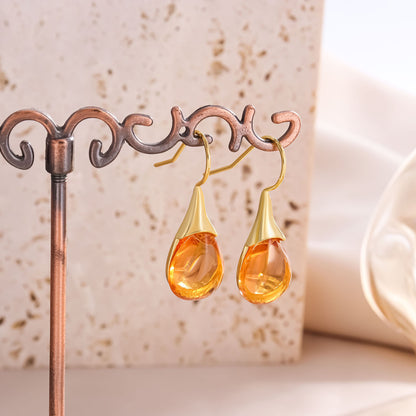 Drop-shaped Inlaid Cat's Eye Earrings Four-color Simple 83f2480d dfcf 4e7d b60a 8595755226a7