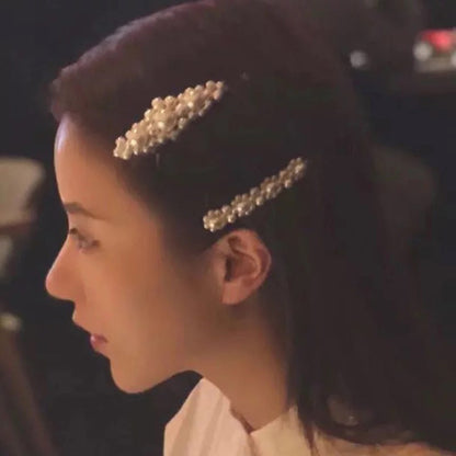 Flower Pearl Rhinestone Hair Clip female one character clip 84036333455