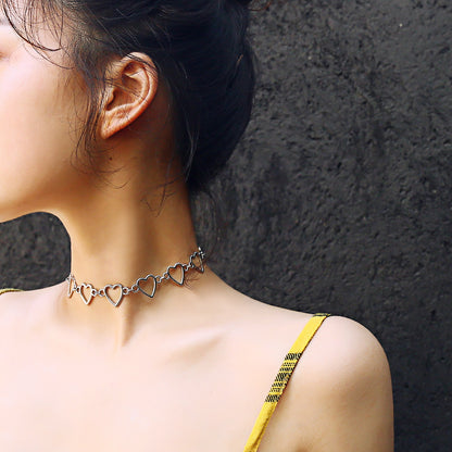 Temperament Geometric Personality Accessories Simple Hollow Love Single Layer Necklace 840440625030