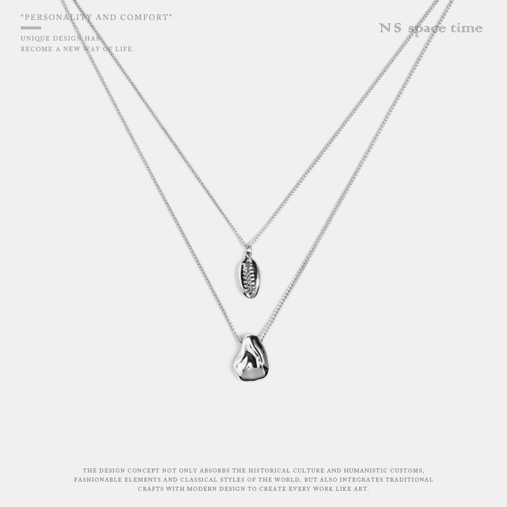 Temperament Fashion Double Layered Pearl Shell Pendant Clavicle Chain Female 840f6916 7800 4c17 ae14 c7a8cf0ef443