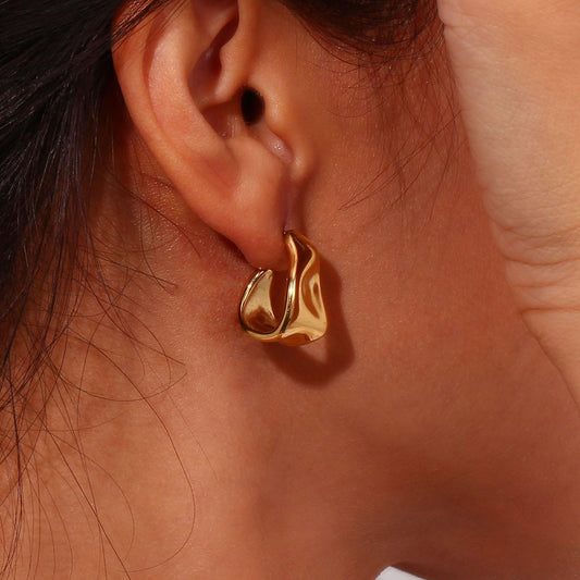 925 Silver Needle New Simple And Irregular C- Shaped Stud Earrings - HD Wireless Product #1