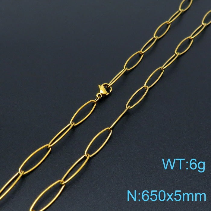 European And American Style Fashion Simple Titanium Steel Oval Ring Clavicle Chain Necklace 8423959f 0b70 43f8 8b52 ddfad727d