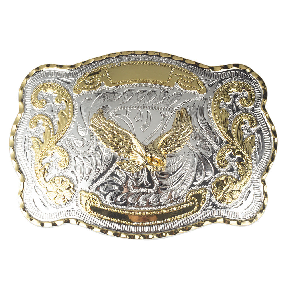 Golden Equestrian Big Head Belt Buckle Two-color Craft Alloy Smooth Buckle 8423a698 9af7 4da1 b6f8 428b4f0f2469