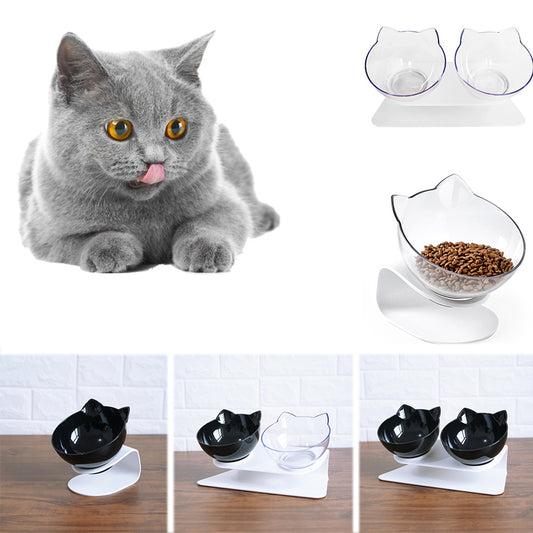 Cat Double Bowl Cat Food Bowl Protects Cervical Vertebra 842708951630