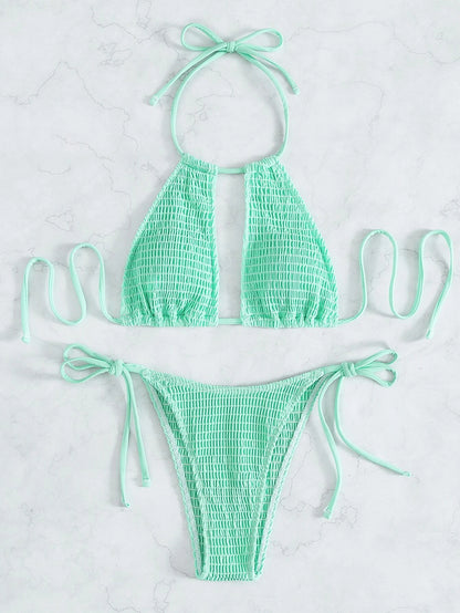 Women's Split Beach Swimsuit Bikini Two-piece Set 84299e41 eaef 4ee3 b080 d412c4672f1a