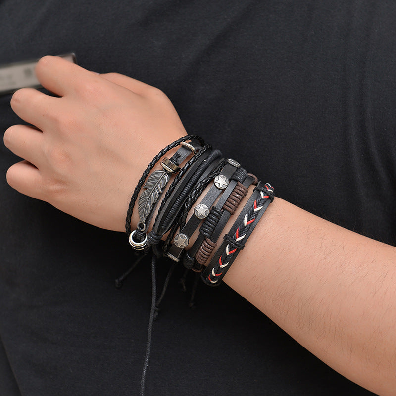 Multilayer Leather Bracelet  For Men 843619335552