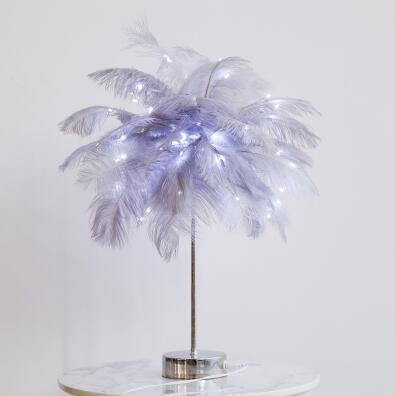 Feather Lamp Nordic Desk Lamp European-Style Bedroom Bedside Feather Table Lamp Night Light Table Lamp Decoration Modern 8457