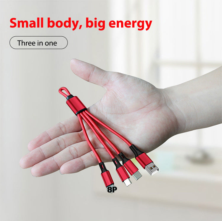 Keychain Three-in-one Data Cable Three-head Charging Cable - 图片 4