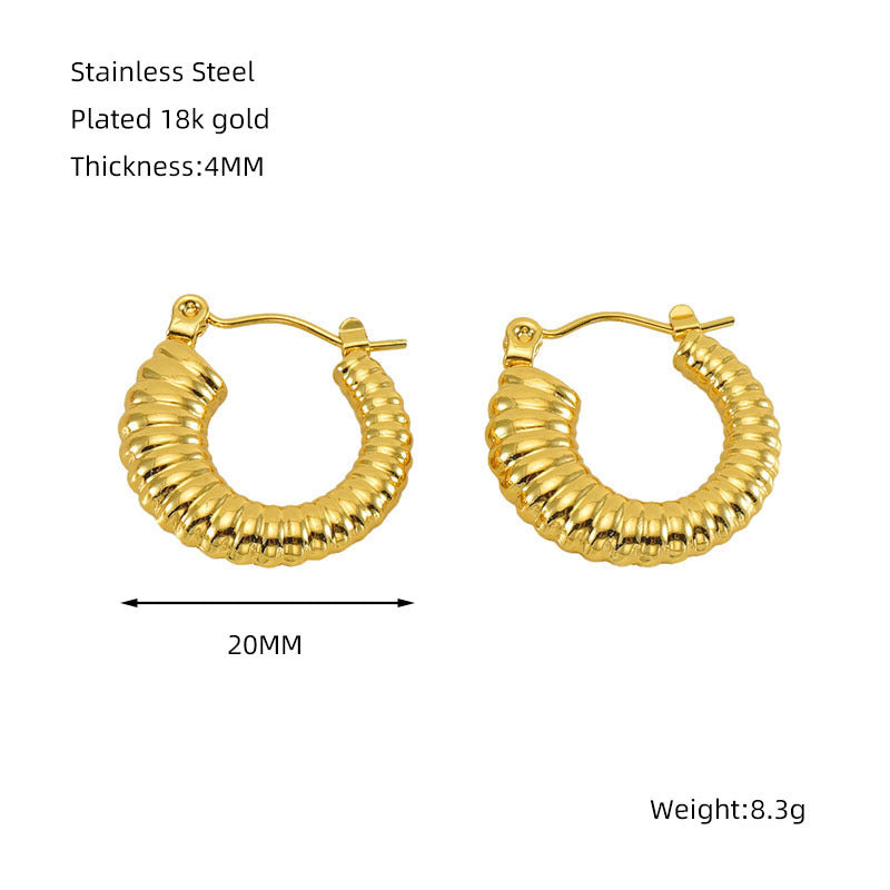 Titanium Steel Round Twist Stud Earrings High Sense 8471ff01 3ff9 42bc a4d1 484e4170f1ec