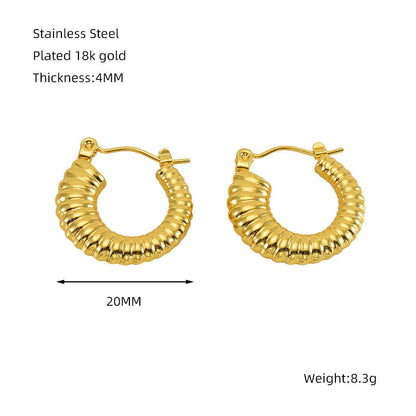 Titanium Steel Round Twist Stud Earrings High Sense 8471ff01 3ff9 42bc a4d1 484e4170f1ec