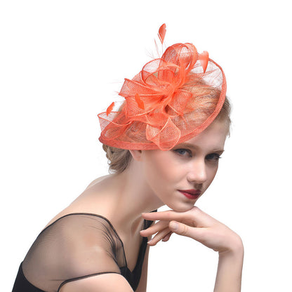 Hemp Yarn Banquet Net Top Hat Bridal Feather Hairpin 8474b086 3003 4787 b965 d2ddf06a9c41