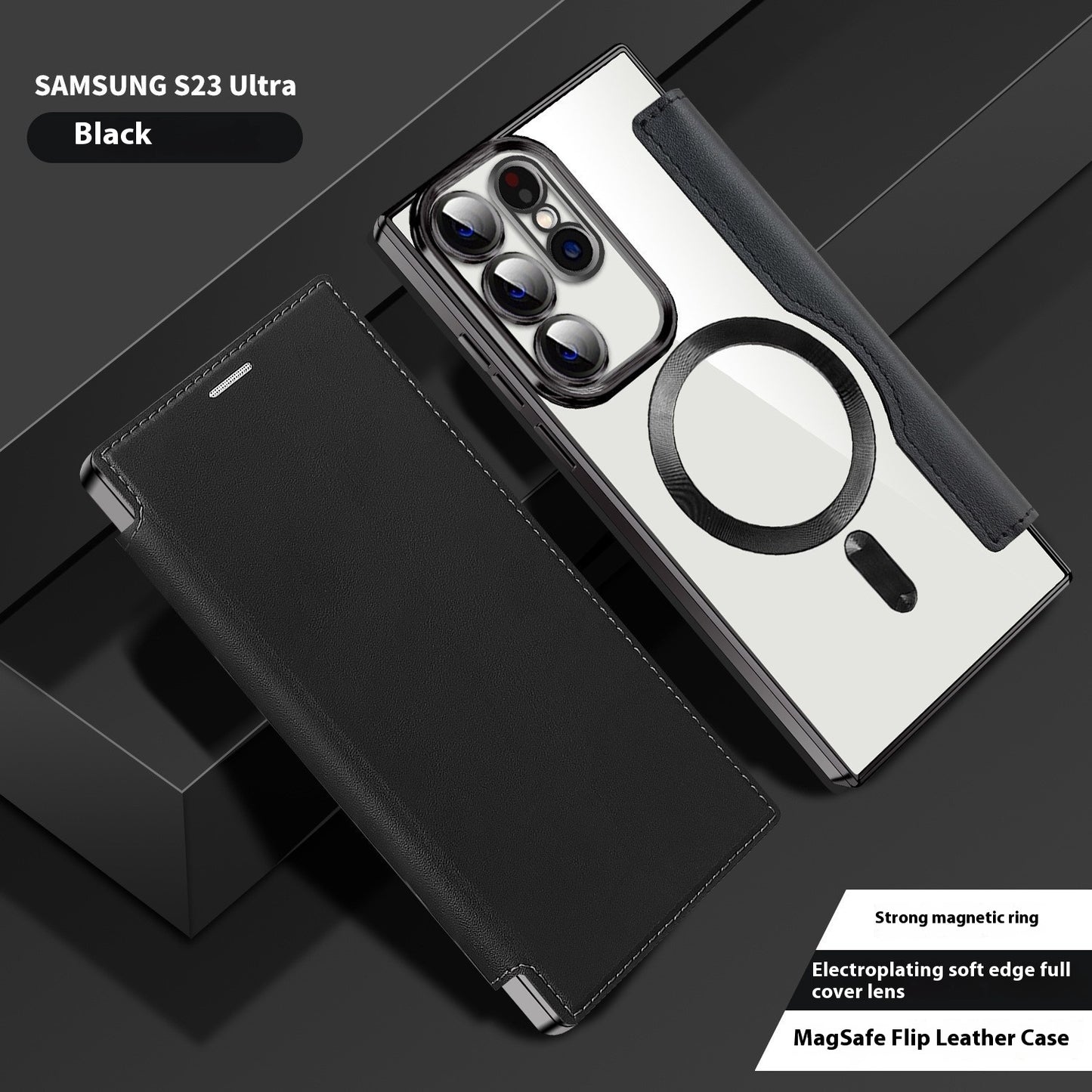 Electroplated Wireless Magnetic Business Flip Leather Case - 图片 1