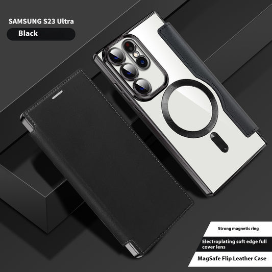 Electroplated Wireless Magnetic Business Flip Leather Case - 图片 1