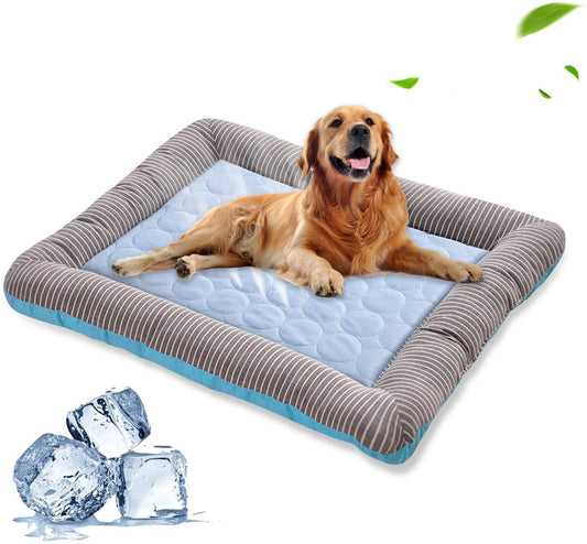 Pet Cooling Pad Bed For Dogs Cats Puppy Kitten Cool Mat Pet Blanket Ice Silk Material Soft For Summer Sleeping  Blue Breathab
