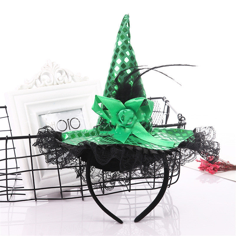 Halloween Decoration Witch Hat Headband, Masquerade Show Lace Sequin Hat Headband 84abefac 34fb 41d3 8d9a 5546e8eb88a9