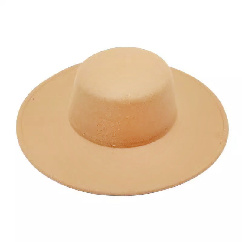 Flat Top Woolen Hat Big Brim Fedora Hat Hepburn Style 84ce6405 41c6 4eb7 9966 0bf993e1be71