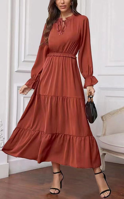 Summer Solid Color Long Sleeve European And American Style Women Dress Ladies 84e8e220 af8d 4940 806f ee485cc12fac