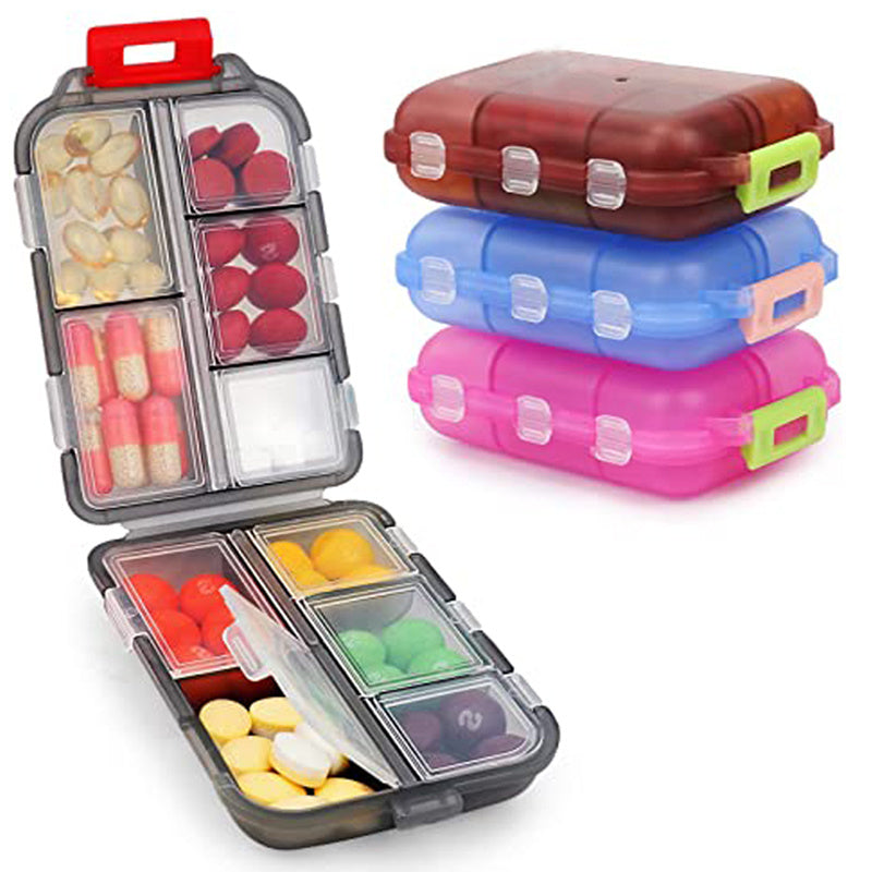 Travel Pill Organizer 10 Grid  Moisture Proof Pills Box For Pocket Purse Daily Pill Case Portable Medicine Vitamin Holder Con