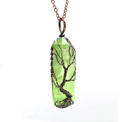 Natural white crystal color plated hexagonal pillar pendant 8525555845438