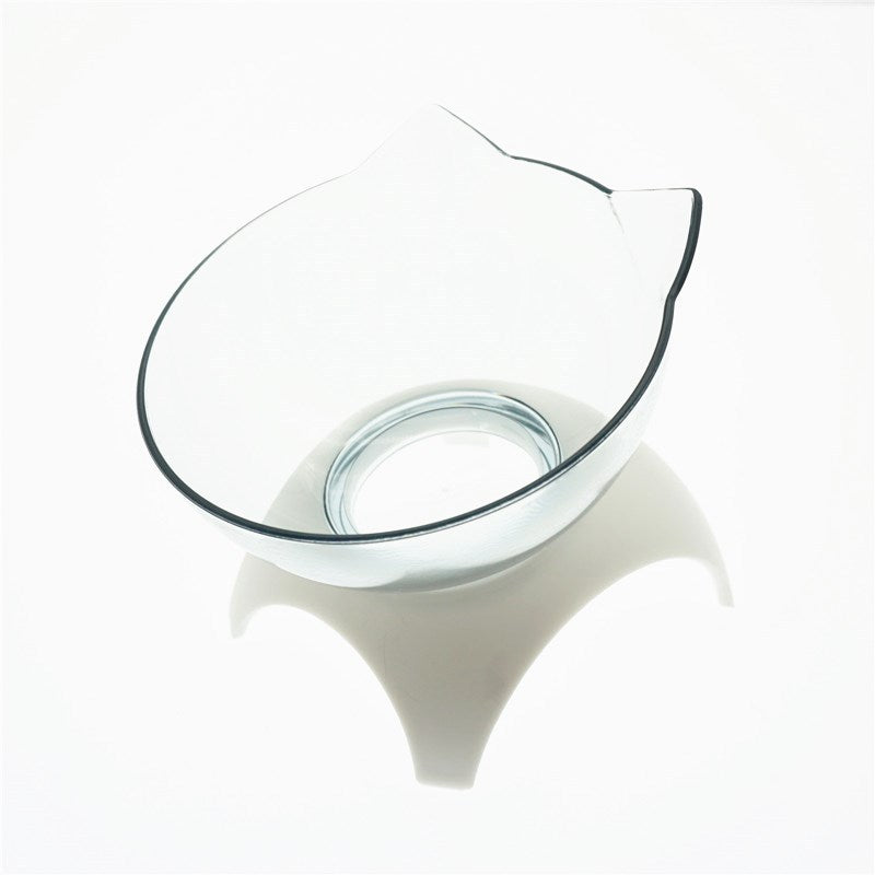 Non Slip Double Cat Bowl With Raised Stand Pet Food Cat Feeder Protect Cervical Vertebra Dog Bowl Transparent Pet Products 85