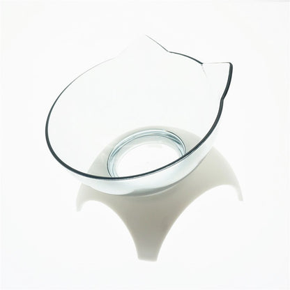 Non Slip Double Cat Bowl With Raised Stand Pet Food Cat Feeder Protect Cervical Vertebra Dog Bowl Transparent Pet Products 85