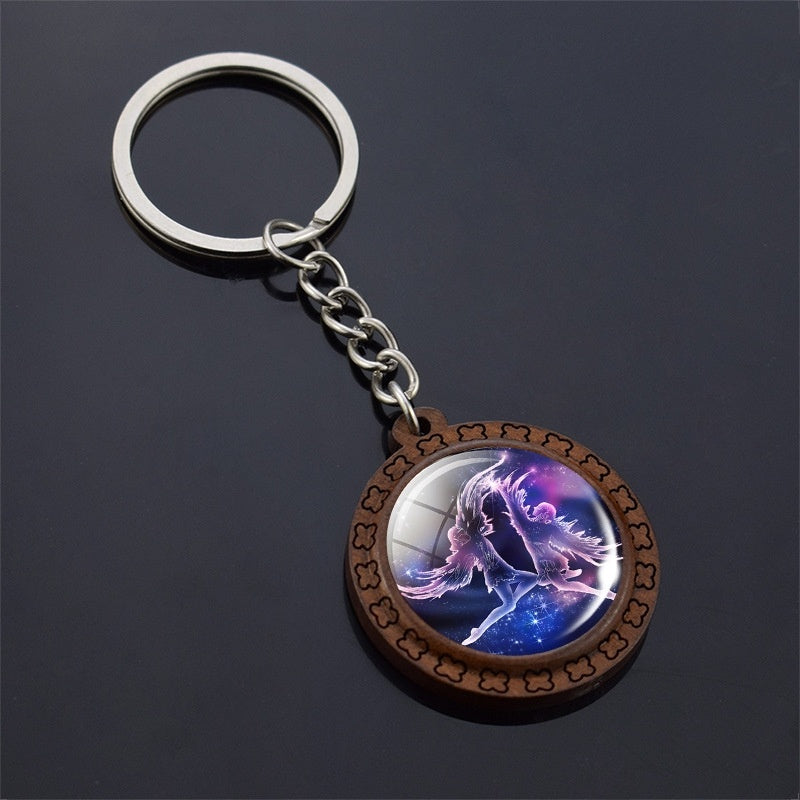 Constellation Keychain Wood Carved Time Gem Pendant 854e2828 edf7 45cd 88c4 f1ec59009402