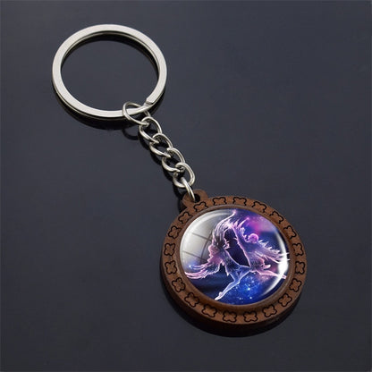 Constellation Keychain Wood Carved Time Gem Pendant 854e2828 edf7 45cd 88c4 f1ec59009402