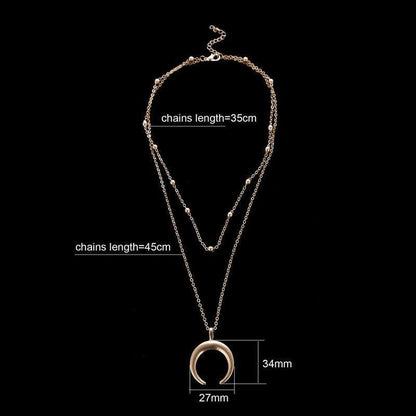 Bohemian Double Necklace Gold Plated Ladies Clavicle Necklace 8558088407