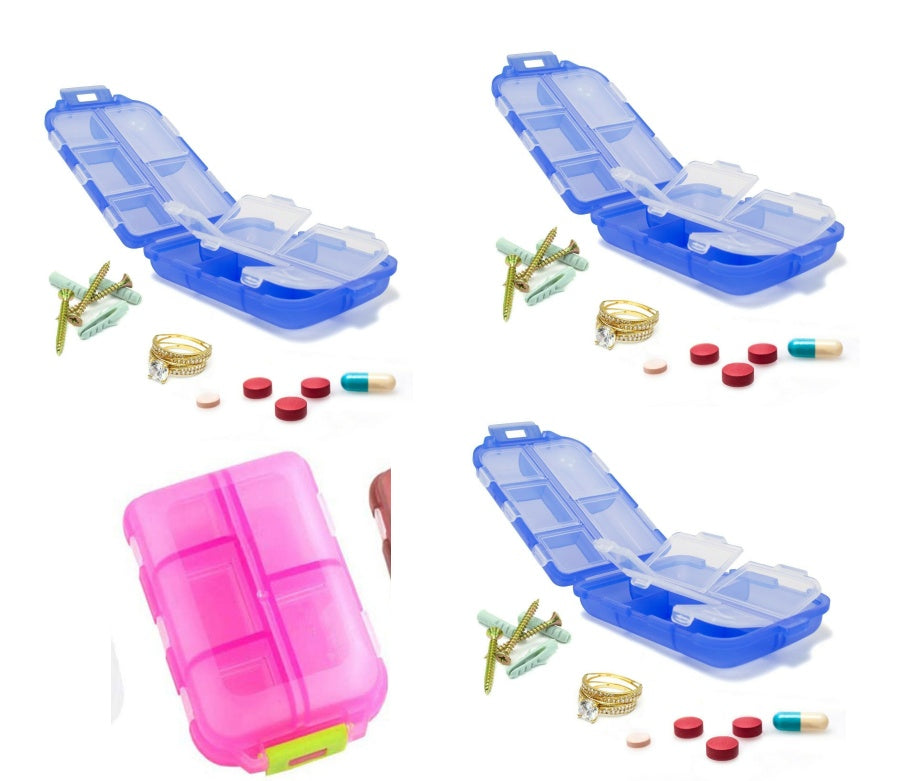 Travel Pill Organizer 10 Grid  Moisture Proof Pills Box For Pocket Purse Daily Pill Case Portable Medicine Vitamin Holder Con
