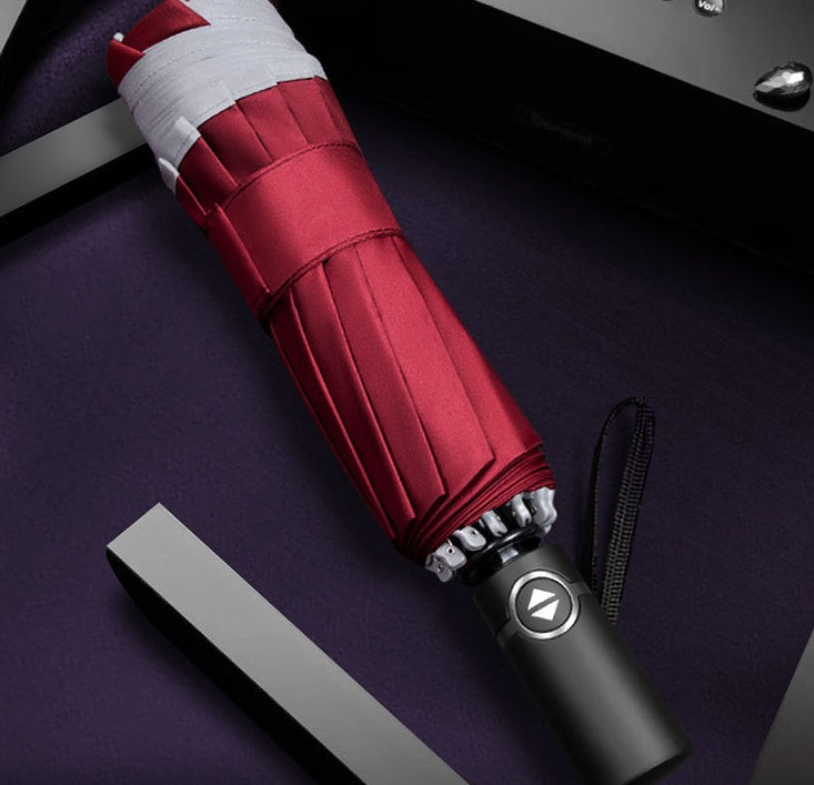 Inverted Umbrella Travel Portable Windproof Folding Umbrella,10Ribs Auto  Close Umbrella,Reflective Stripes For Night Safety 